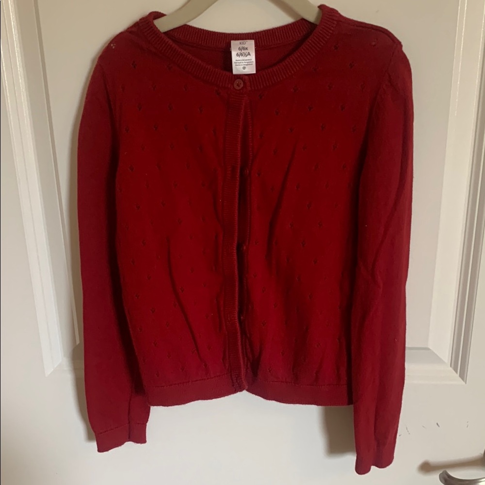 Carter's Red Cardigan Sweater Soft Knit Long Sleeve